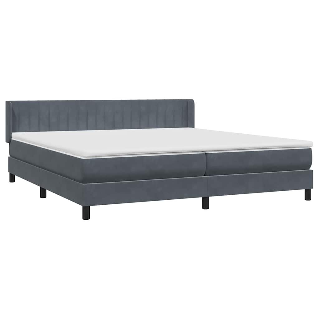 Boxspring met matras fluweel donkergrijs 200x220 cm