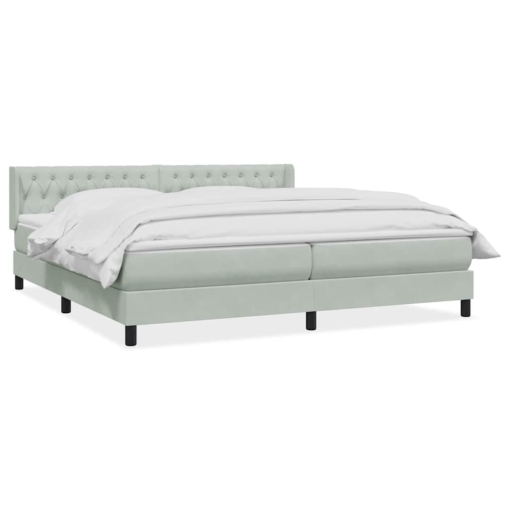 Boxspring met matras fluweel lichtgrijs 180x220 cm