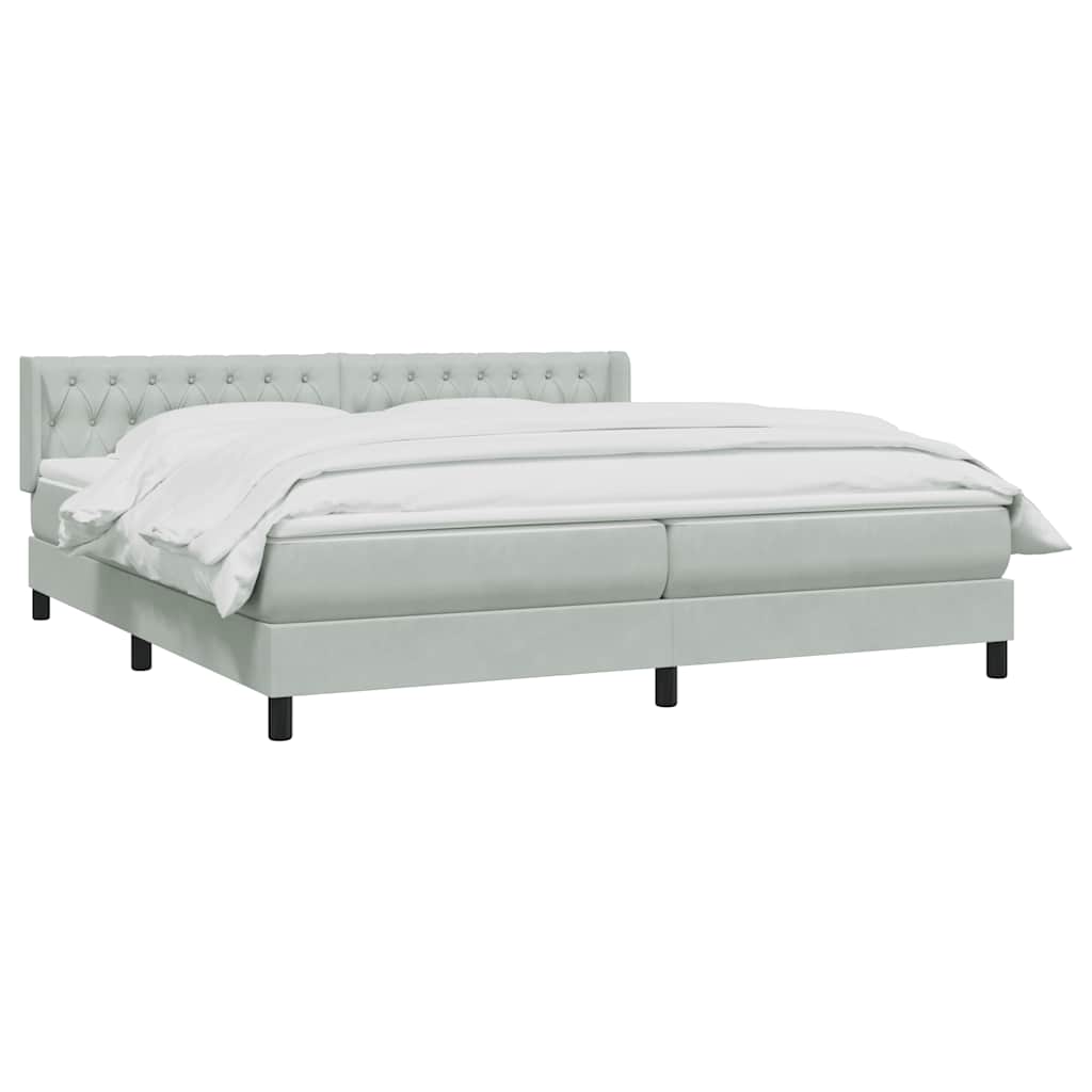 Boxspring met matras fluweel lichtgrijs 180x220 cm
