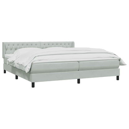 Boxspring met matras fluweel lichtgrijs 180x220 cm