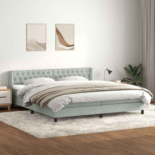 Boxspring met matras fluweel lichtgrijs 180x220 cm