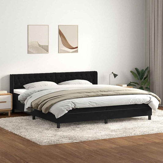 Boxspring met matras fluweel zwart 180x220 cm
