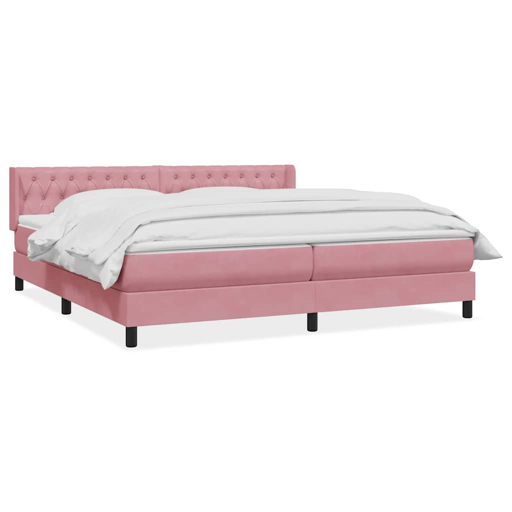 Boxspring met matras fluweel roze 180x220 cm