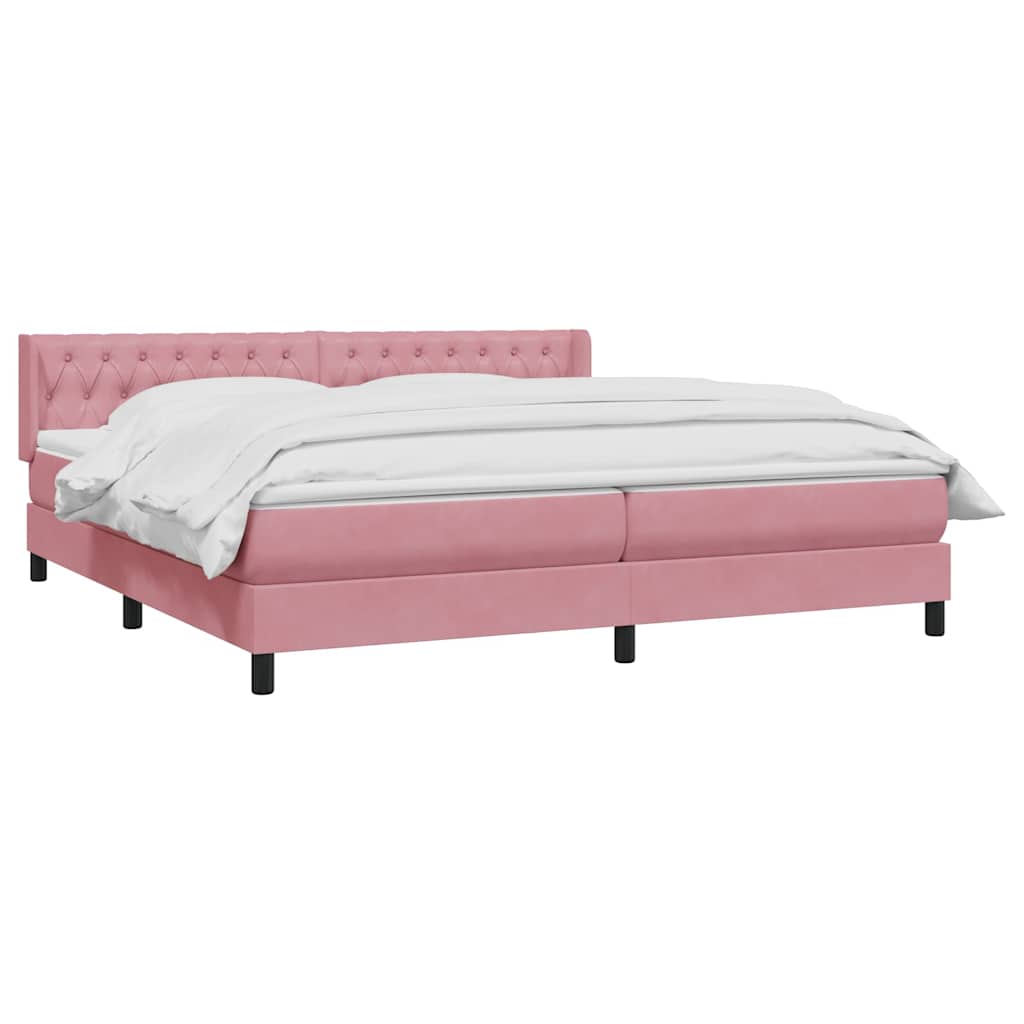 Boxspring met matras fluweel roze 180x220 cm