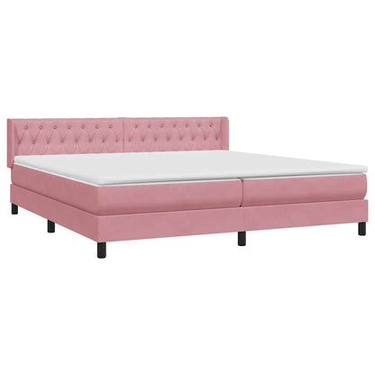Boxspring met matras fluweel roze 180x220 cm