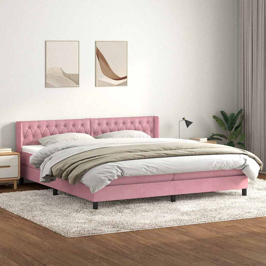 Boxspring met matras fluweel roze 180x220 cm