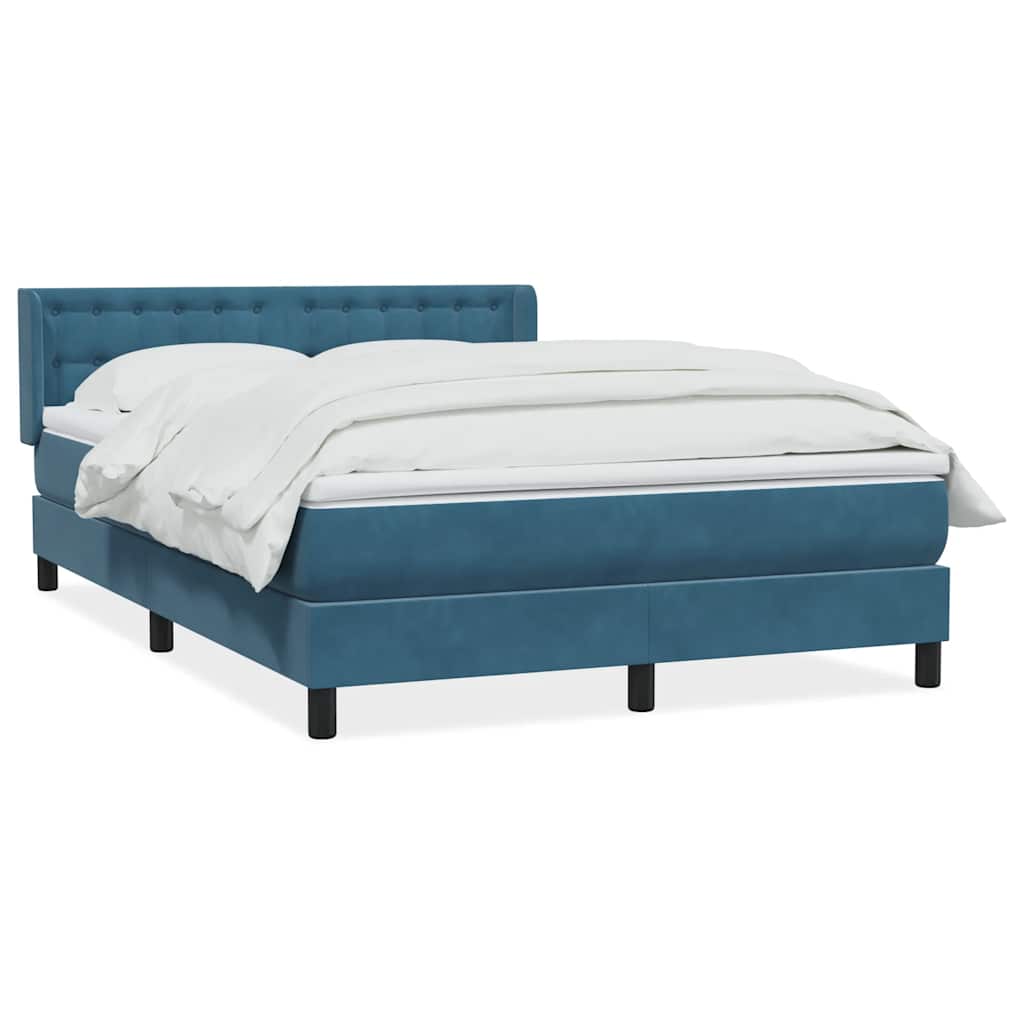 Boxspring met matras fluweel donkerblauw 160x220 cm