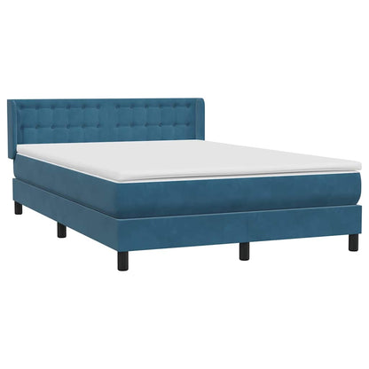 Boxspring met matras fluweel donkerblauw 160x220 cm