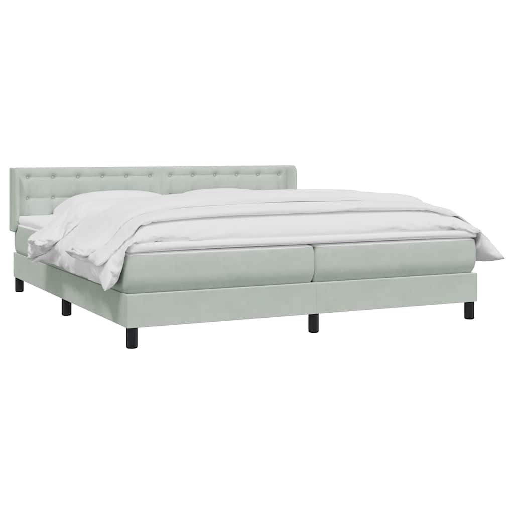 Boxspring met matras fluweel lichtgrijs 180x220 cm