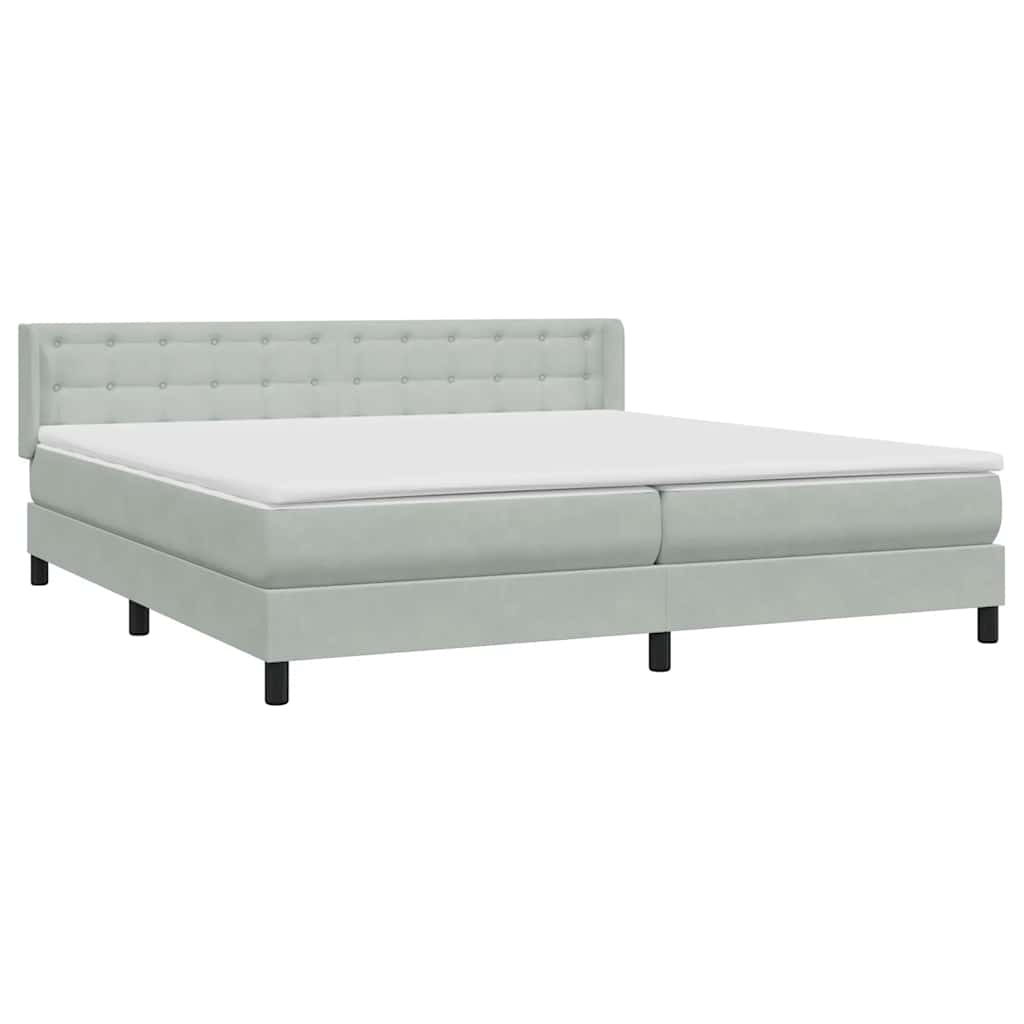 Boxspring met matras fluweel lichtgrijs 180x220 cm