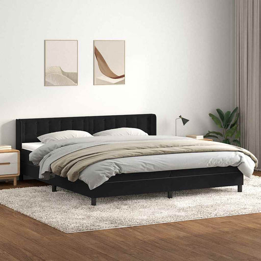 Boxspring met matras fluweel zwart 180x220 cm