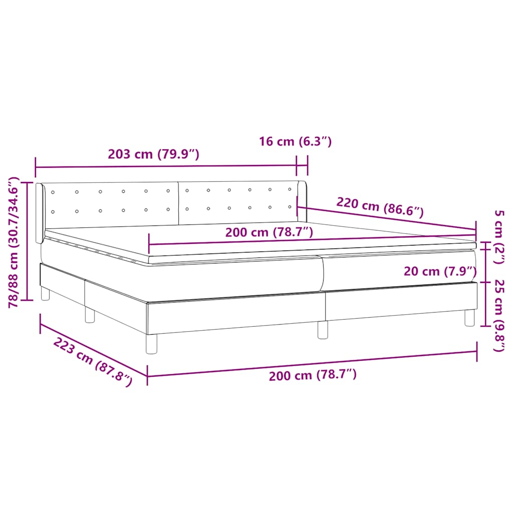 Boxspring met matras fluweel donkergrijs 200x220 cm