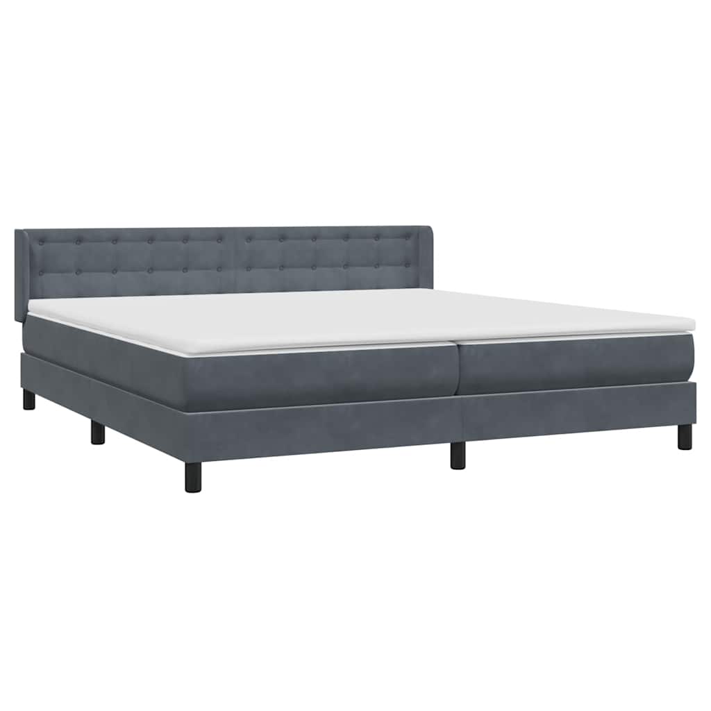 Boxspring met matras fluweel donkergrijs 200x220 cm