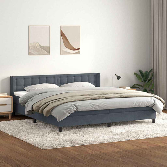 Boxspring met matras fluweel donkergrijs 200x220 cm
