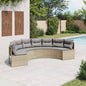 Tuinbank met kussens halfrond poly rattan beige