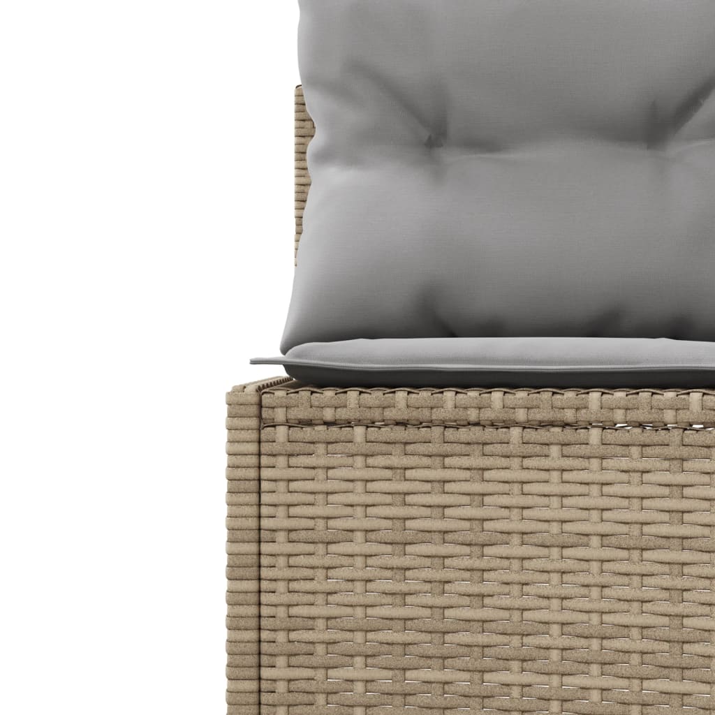 Tuinbank met tafel en kussens halfrond poly rattan beige