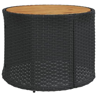 Tuinbank met tafel en kussens halfrond poly rattan zwart