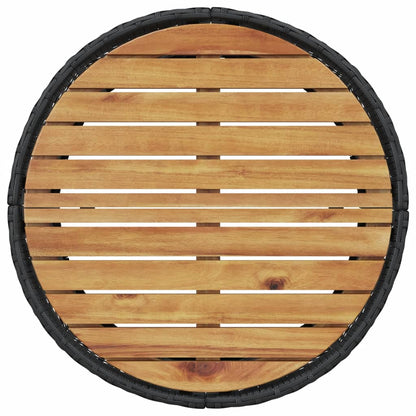 Tuinbank met tafel en kussens rond poly rattan zwart