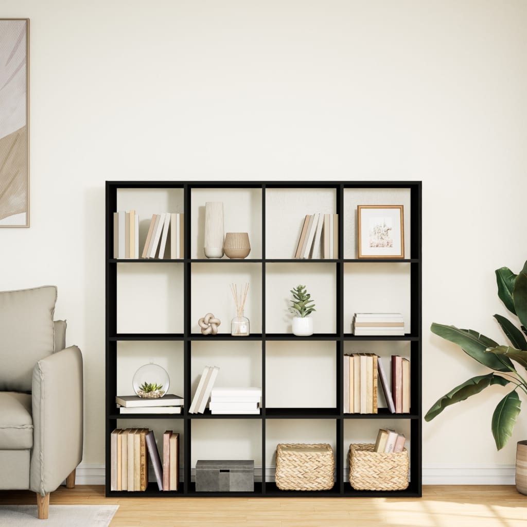 Boekenkast 137,5x29x137,5 cm bewerkt hout zwart
