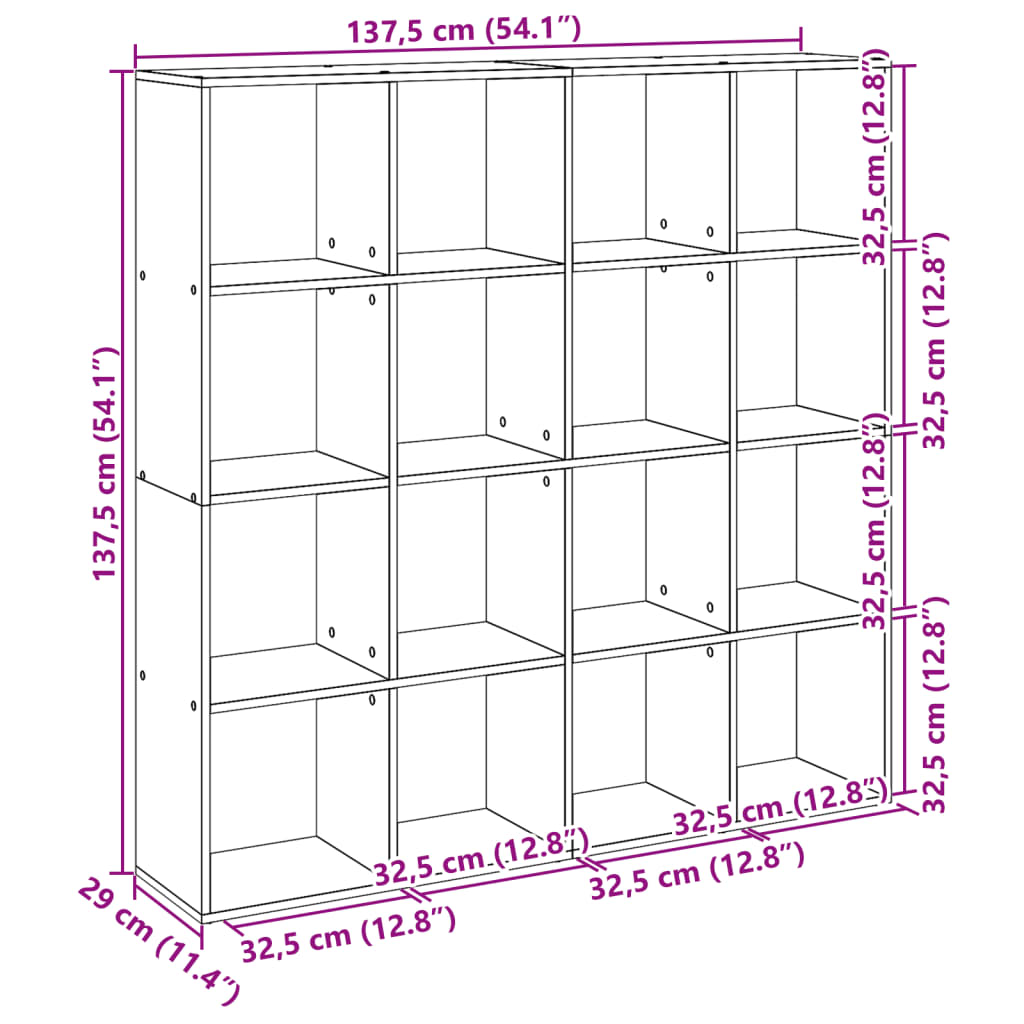 Boekenkast 137,5x29x137,5 cm bewerkt hout zwart