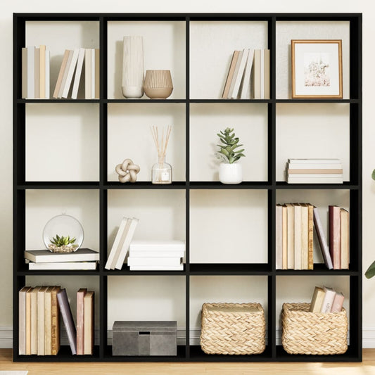 Boekenkast 137,5x29x137,5 cm bewerkt hout zwart