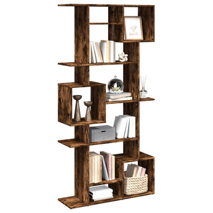 Boekenkast 92x29x188 cm bewerkt hout gerookt eikenkleurig