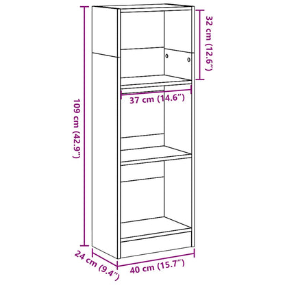Boekenkast 40x24x109 cm bewerkt hout hoogglans wit