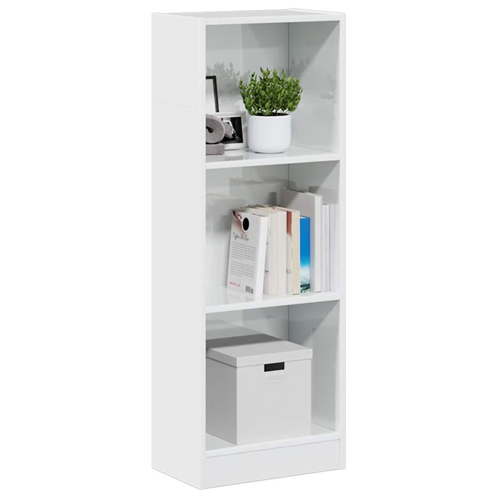Boekenkast 40x24x109 cm bewerkt hout hoogglans wit