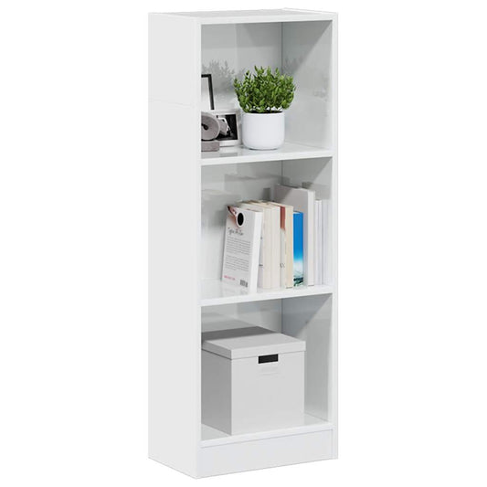 Boekenkast 40x24x109 cm bewerkt hout hoogglans wit