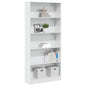 Boekenkast 80x24x176 cm bewerkt hout hoogglans wit
