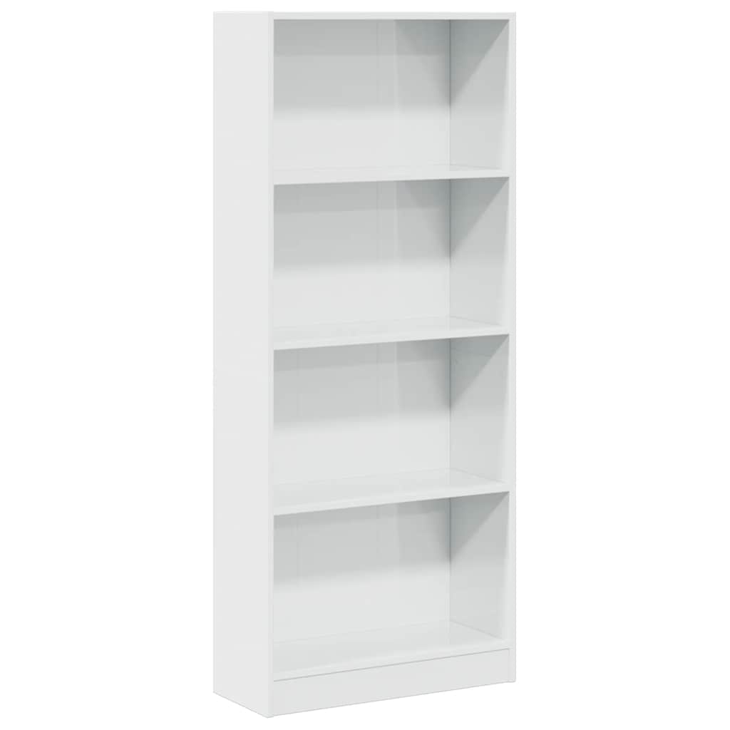 Boekenkast 60x24x143 cm bewerkt hout hoogglans wit