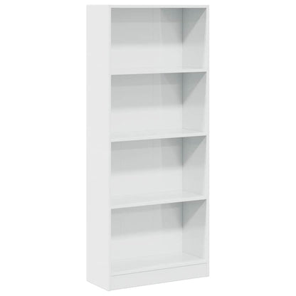 Boekenkast 60x24x143 cm bewerkt hout hoogglans wit