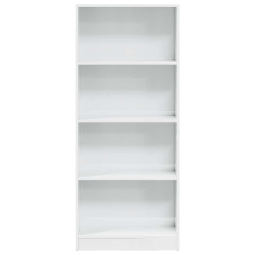 Boekenkast 60x24x143 cm bewerkt hout hoogglans wit