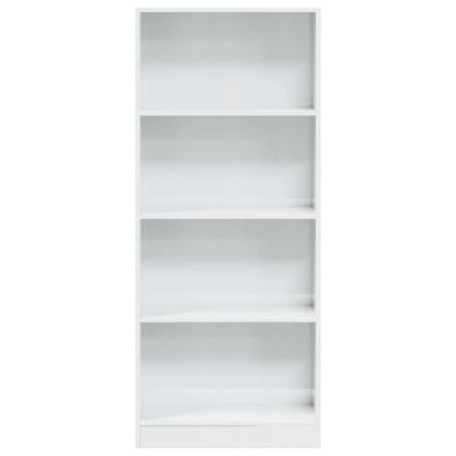 Boekenkast 60x24x143 cm bewerkt hout hoogglans wit