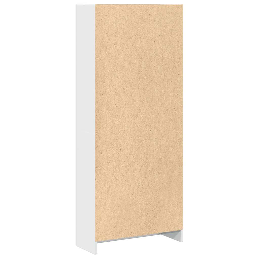 Boekenkast 60x24x143 cm bewerkt hout hoogglans wit