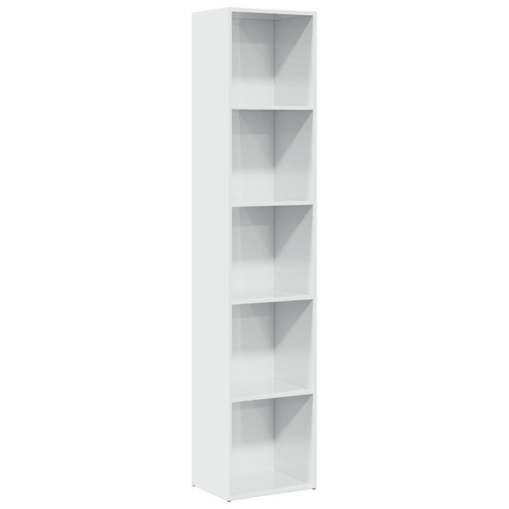 Boekenkast 40x30x189 cm bewerkt hout hoogglans wit