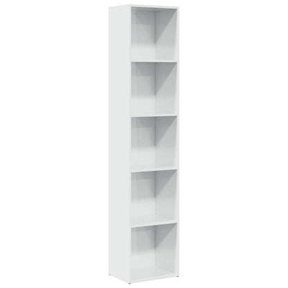 Boekenkast 40x30x189 cm bewerkt hout hoogglans wit