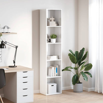 Boekenkast 40x30x189 cm bewerkt hout hoogglans wit