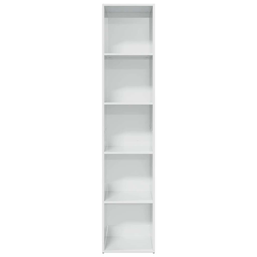 Boekenkast 40x30x189 cm bewerkt hout hoogglans wit
