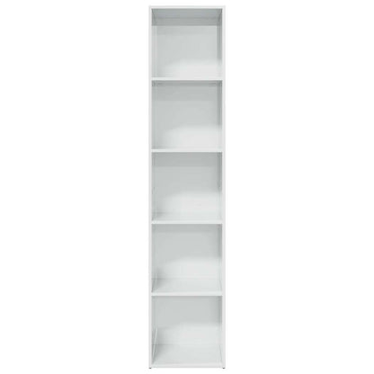 Boekenkast 40x30x189 cm bewerkt hout hoogglans wit