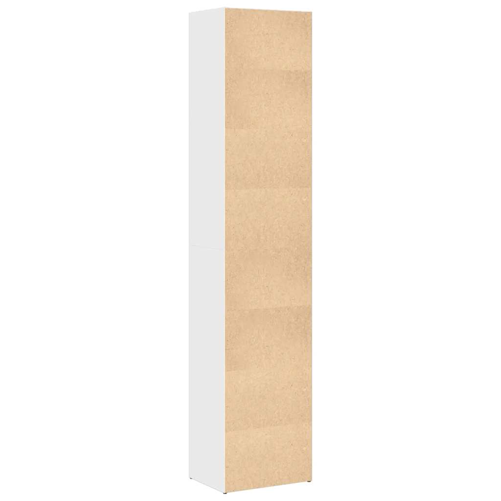 Boekenkast 40x30x189 cm bewerkt hout hoogglans wit