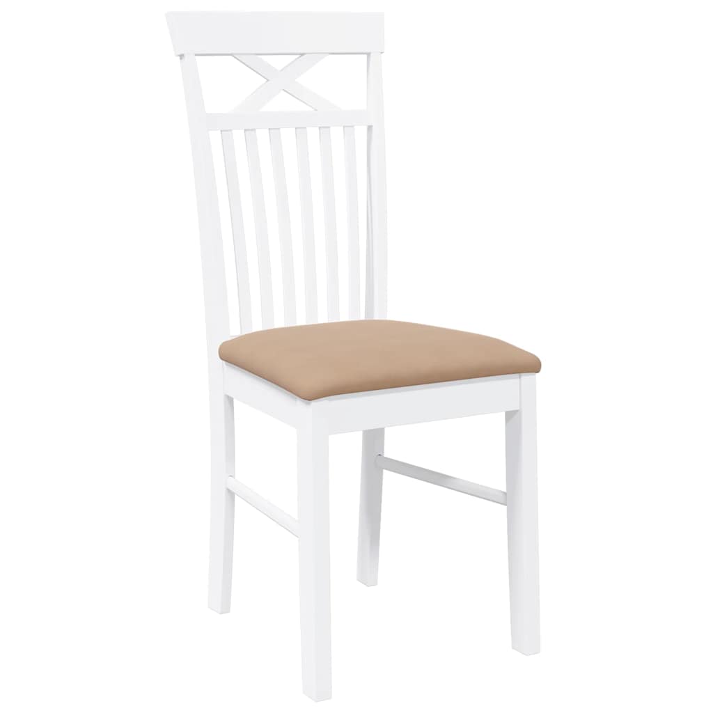 Eetkamerstoelen met kussens 2 st massief hout rubber wit