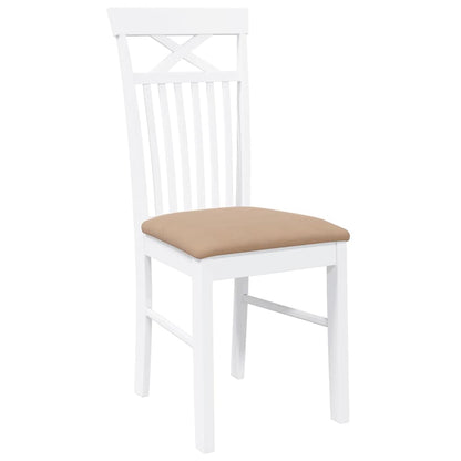 Eetkamerstoelen met kussens 2 st massief hout rubber wit