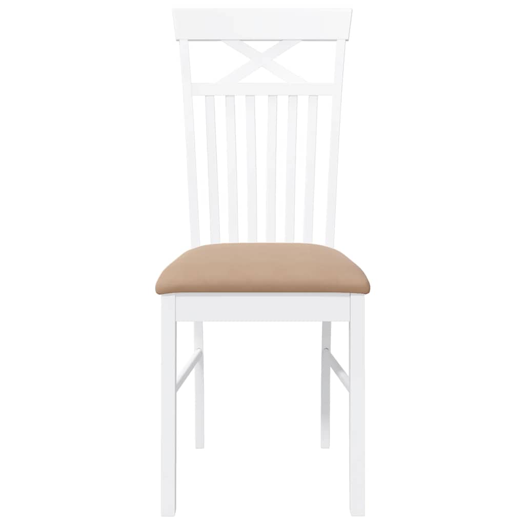 Eetkamerstoelen met kussens 2 st massief hout rubber wit
