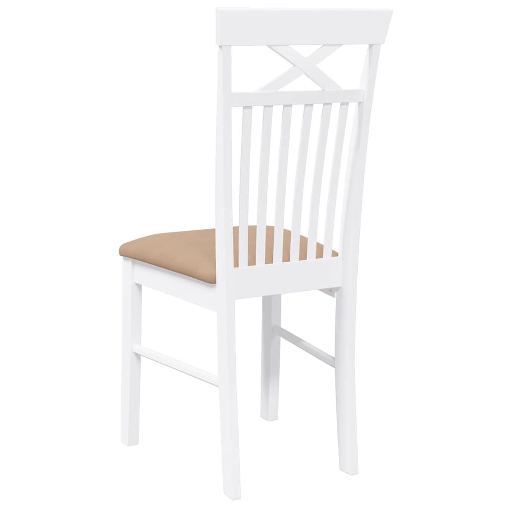 Eetkamerstoelen met kussens 2 st massief hout rubber wit