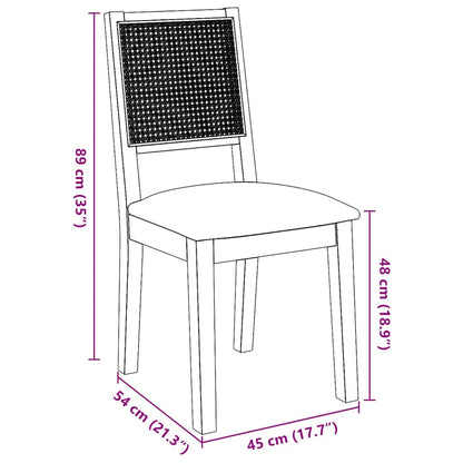 Eetkamerstoelen met kussens 2 st massief hout rubber