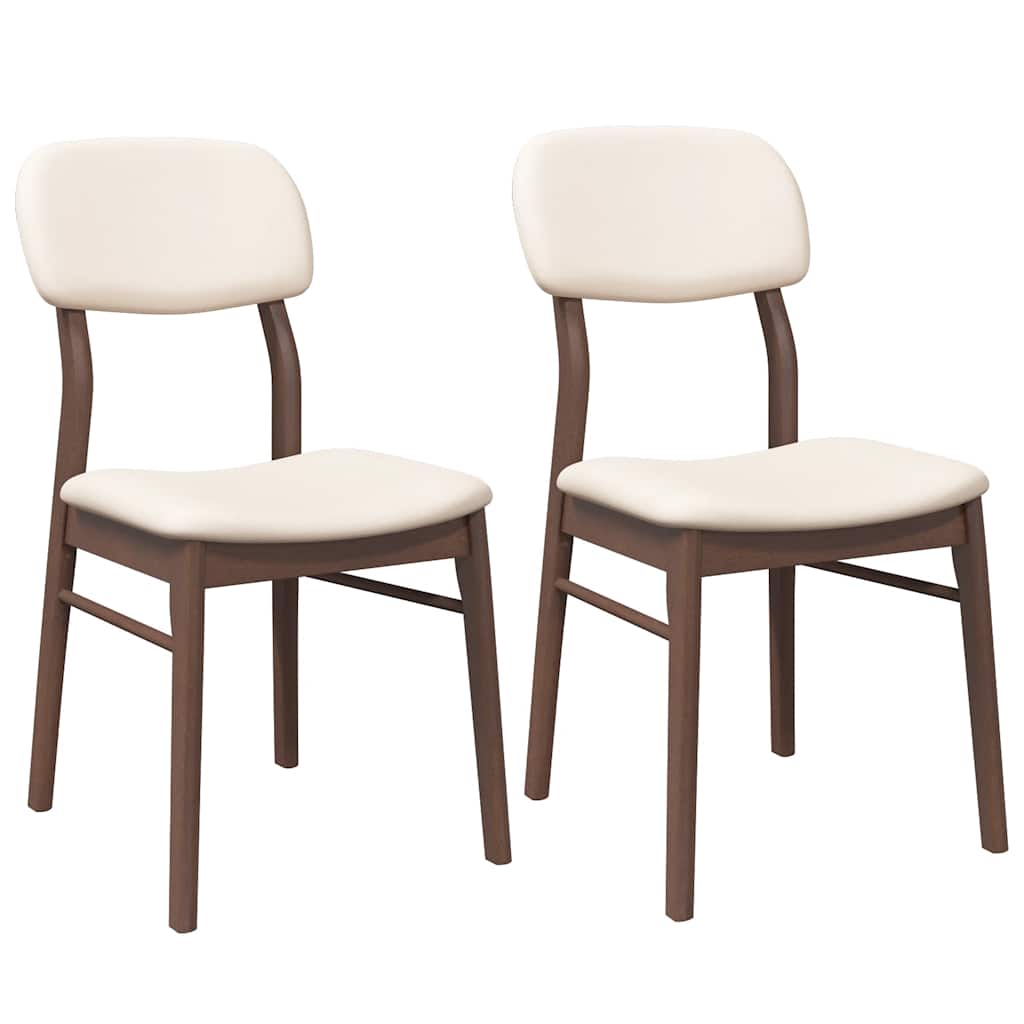 Eetkamerstoelen met kussens 2 st massief hout rubber bruin