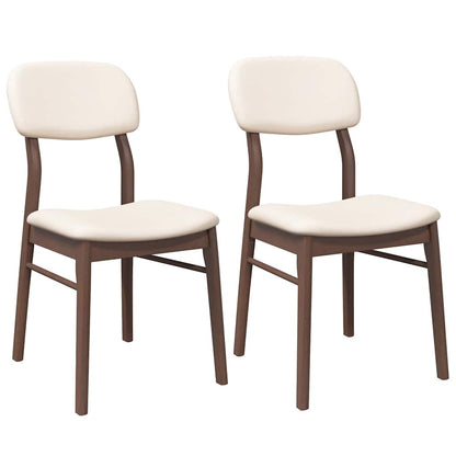 Eetkamerstoelen met kussens 2 st massief hout rubber bruin