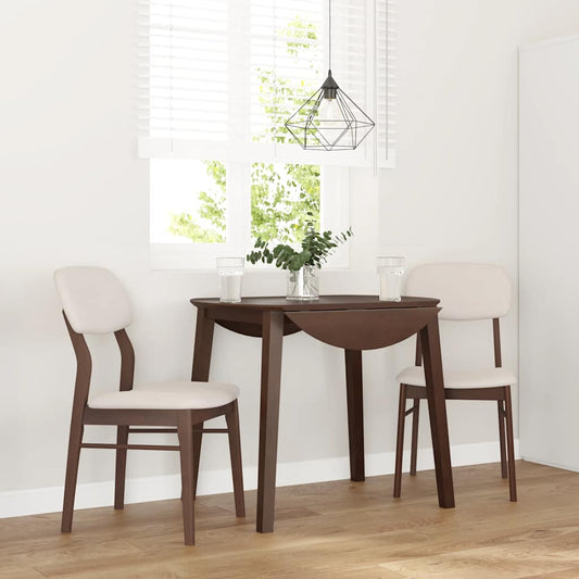 Eetkamerstoelen met kussens 2 st massief hout rubber bruin
