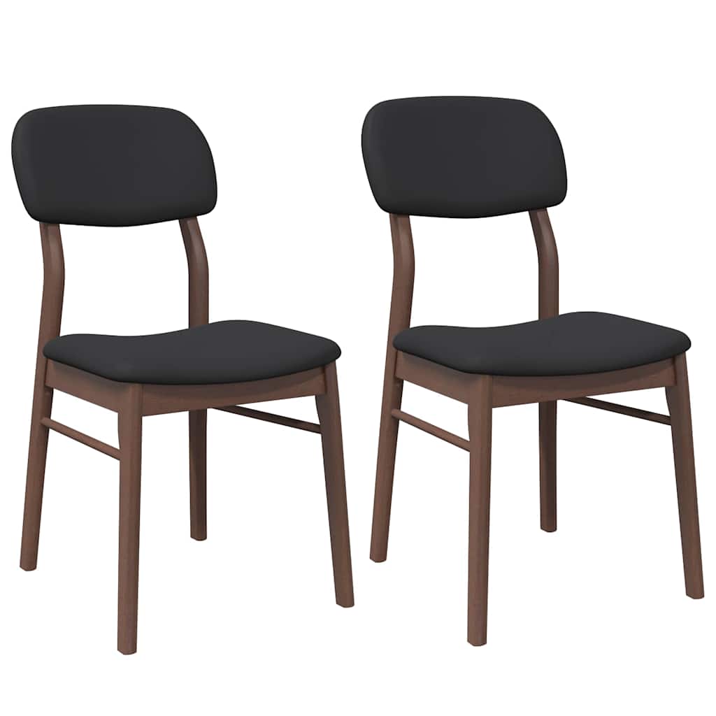 Eetkamerstoelen met kussens 2 st massief hout rubber bruin